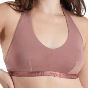 Hanes Women Bralette Medium White/Brown Viscose SuperSoft Racerback 2-Pack NWT
